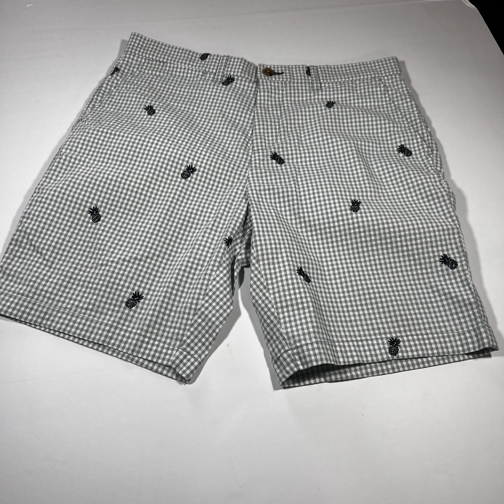 Tommy Hilfiger mens shorts 34 New Pineapples Plaid Light Green